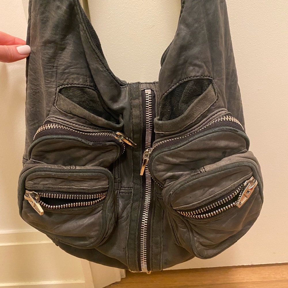 COPY - Alexander wang distressed leather zipper messenger